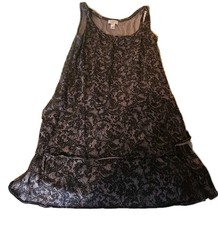 LOFT Black and Gray Lace Look Dress Women’s Size M Pullover Short. J