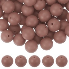 60Pcs Silicone Beads 15mm Bulk Beads for Keychain Making Light Brown