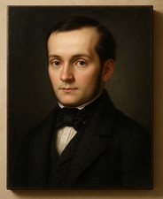 ANTICO XIX secolo DIPINTO OLIO SU TELA RITRATTO DI GIOVANE GENTILUOMO PRIMA TELA