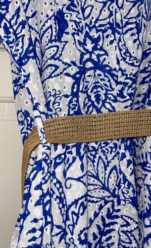 ZARA BLAU WEISS CUTWORK BESTICKT KRAGEN MIDI GÜRTEL SHIRTKLEID GRÖSSE S NEU MIT ETIKETT - Bild 14 von 15