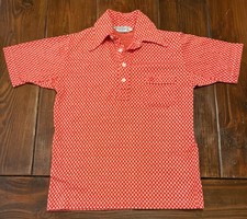 1970s Vintage Grand Slam Munsingwear Penguin Golf Polo Orange Gingham Check