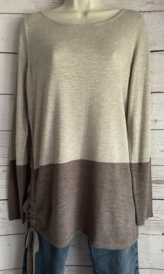 NEW INC International Concepts Tunic Sweater sz Medium Brown Drawstring Side Tie