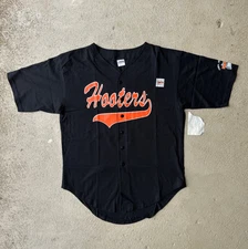 *NEW* Vintage Hooters Baseball Jersey Black - Made In USA • Size XL