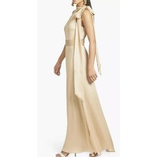 Sachin Babi Gold Champagne Kayla Dress, Formal Maxi Halter, 285 retail, 14
