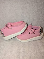 Toddler Hey Dude Shoes Size 5 Pink With Leopard Print On Heal