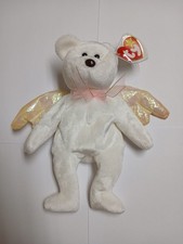    TY Beanie Baby HALO Angel Bear 1998 MINT w/ TAGS White Wings Plush Clean  