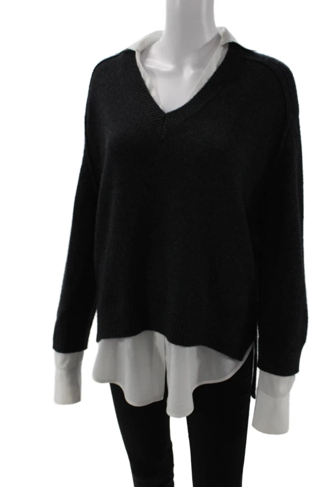 Suéter Pullover Brochu Walker Mujer Negro Lana Cachemira Manga Larga Talla S Foto 2 de 4