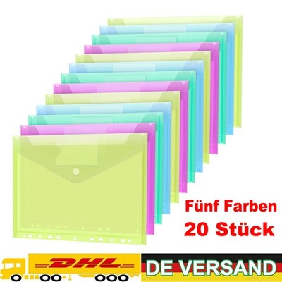 20er Dokumentenmappe A4 Druckknopf Dokumentenhülle Dokumententasche Mappe Farben