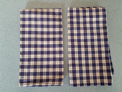 Longaberger Fabric napkins set/2 in Blue Ribbon Plaid pattern 17'' x 17''