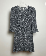 Reformation Doutzen Ruffle Hem Mini Dress Sz 10UK 6US M Floral Monochrome Party