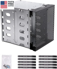 Stainless Steel Hard Drive Cage, 5.25" to 5X 3.5" SAS SATA HDD Cage for Computer