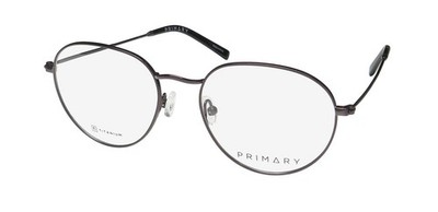 NEW PRIMARY PT111 EYEWEAR TITANIUM ROUND GUN 53-18-140 MENS FULL-RIM GRAY
