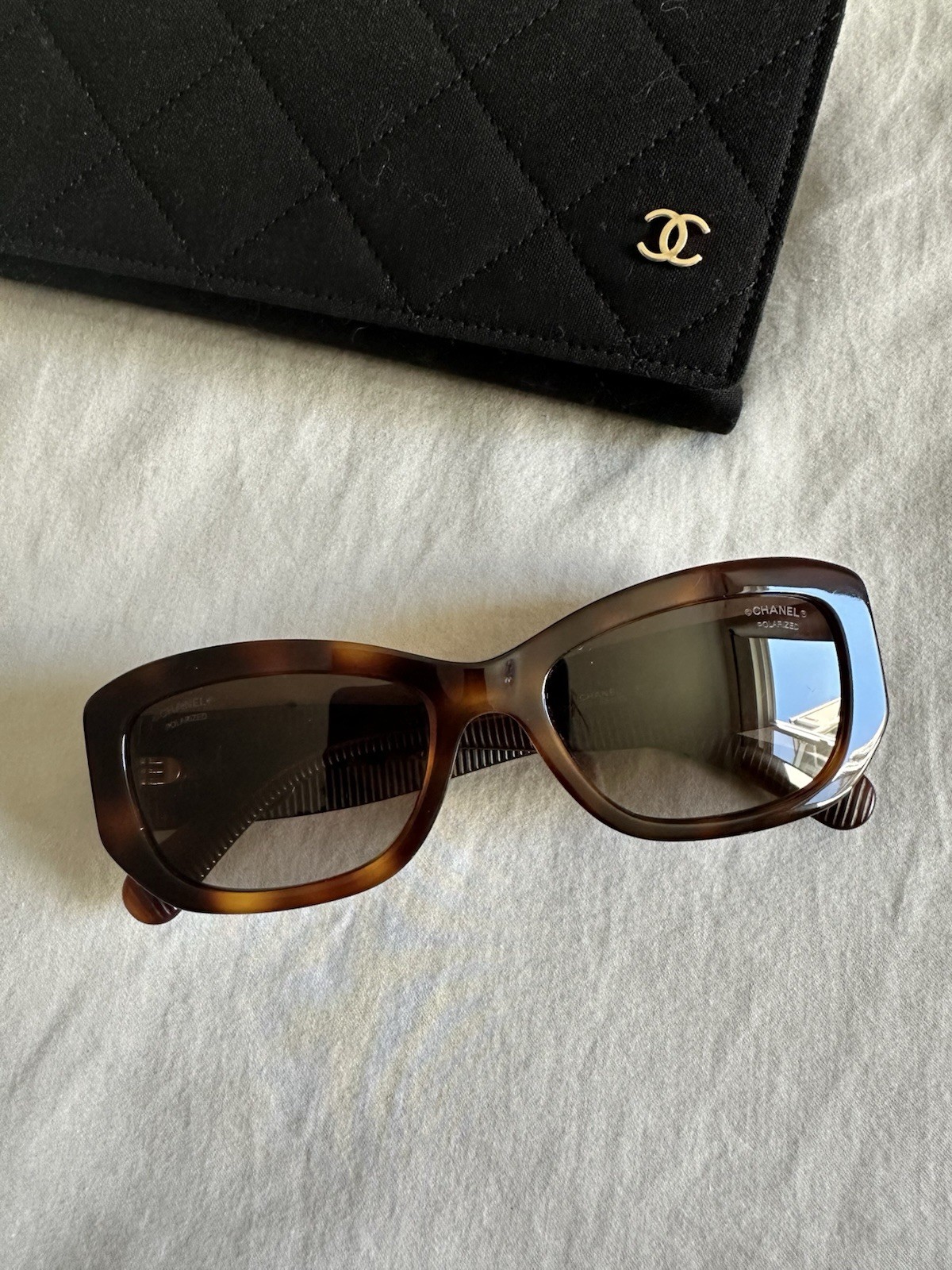 Chanel Tortoise Rectangle Sunglasses - image 1