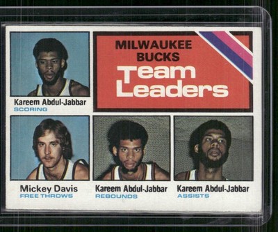 1975-76 Topps #126 Milwaukee Bucks Leaders Kareem Abdul-Jabbar Mickey Davis