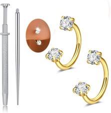 MODRSA Nose Rings 20g Hoops A33-Gold Horseshoe ring 2pcs