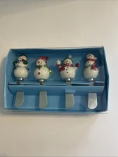 St. Nicholas Square Snowman Cheese Spreader Set of 4 “Chill Out” NIB