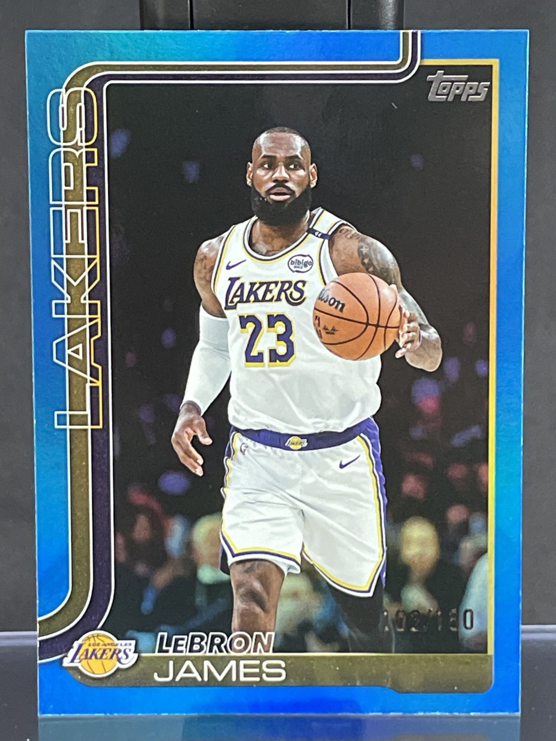 Lebron James 2025-2026 Topps Basketball Blue Holofoil 102/150 (#150)