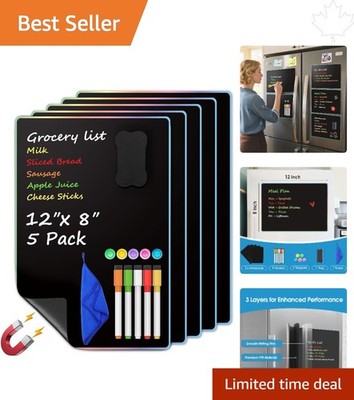 Versatile Magnetic Writing Boards - Set of 5, Includes 5 Markers & Eraser