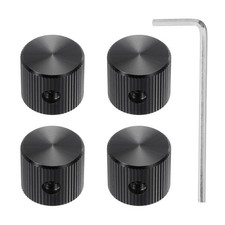 4 Pcs Aluminium Knobs 6.4mm IDx15mm ODx12.5mm Black