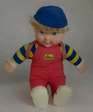 VTG Hasbro My Buddy Doll Blonde Blue Eyes 1980s Red Pants Striped Shirt w/ pack