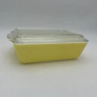 Vintage Pyrex Yellow 503-B Refrigerator Casserole Baking Dish w/Clear Glass Lid