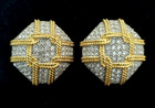 Vtg Holiday Swarovski Jeweler's Collection Gold Tone Pave Crystal Clip Earrings — photo 4