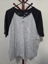 Urban Pipeline Soft Ultimate Henley Raglan Tee Y2K Heathered Gray Mens Size XXL