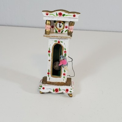 Kurt Adler Wood Clock Mouse Christmas Ornament Hickory Dickory Dock Grandfather
