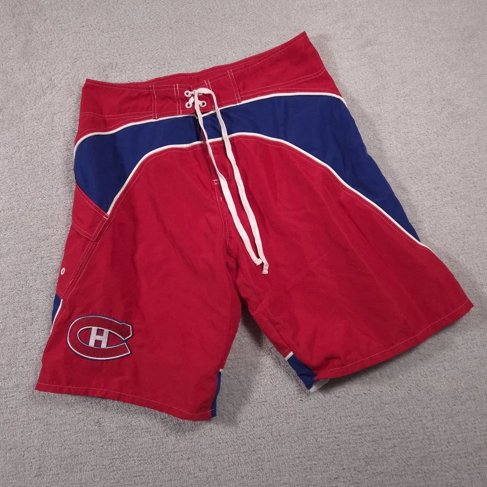 Pantalones Cortos Montreal Canadiens Para Hombres Grandes Rojos NHL Hockey Board Shorts Bañador Foto 2 de 4