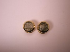 SINGLES 2 3/8" Glitter Silver  Gold Tones Vintage Formal Tuxedo Shirt Stud h12