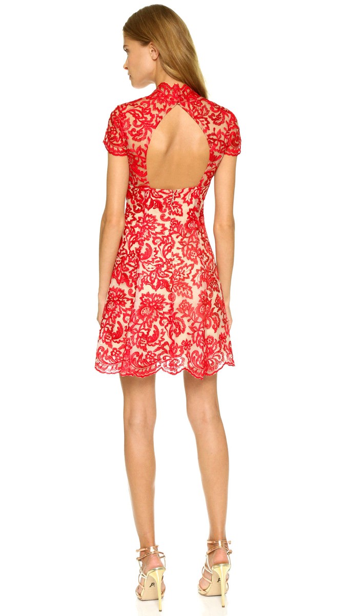 marchesa notte red floral lace dress Marchesa Notte Lace Dress main image 1