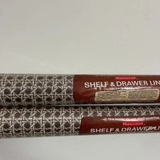 Vintage 1978 MCM MOD Brown Bamboo Rattan RUBBERMAID Shelf Liner Set of 2 Rolls