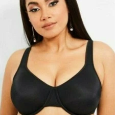 Ashley Stewart Womens Bra Unlined U/W Nylon Soft Cup Size 44C Black