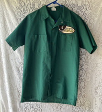 Vintage Fraternal Order of Eagles Work Shirt Green Button Up USA Made