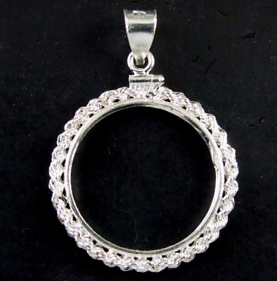Coin Bezel U.S. Quarter Rope .925 Sterling Silver Mount Soldered Bail ...
