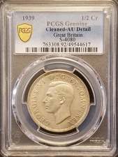 1939 Great Britain Silver 1/2 Crown S-4080 PCGS AU Cleaned 4617