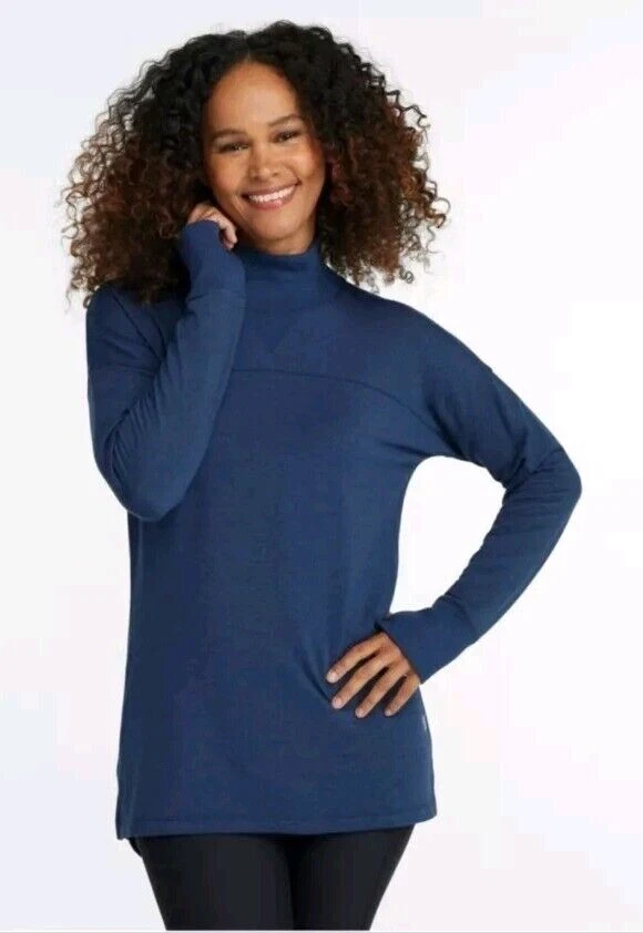 LL Bean Womens XLARGE Soft Flex Mock Neck Pullover Sweatshirt Gray Heather NWT - Image 4 of 4