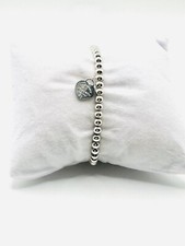 Tiffany  Co. Sterling Silver Mini Heart Tag Bead Bracelet. H-80