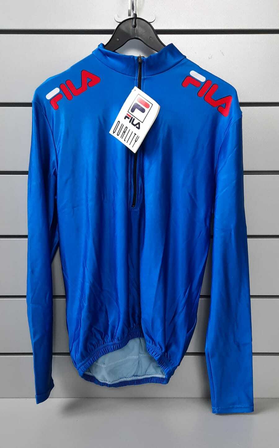 ABBIGLIAMENTO MAGLIA DA CICLISMO FILA MANICA LUNGA MEZZA ZIP BLU TAGLIA L XL