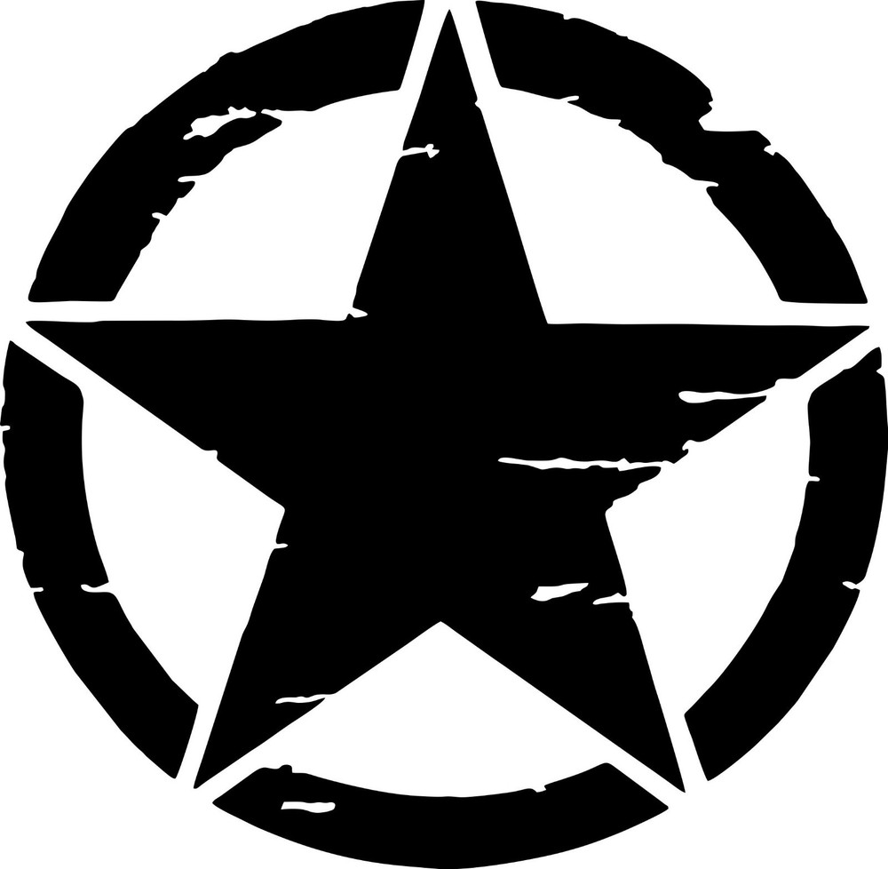 US Army Military Distressed Star Sticker - black gloss 400mm x 400mm