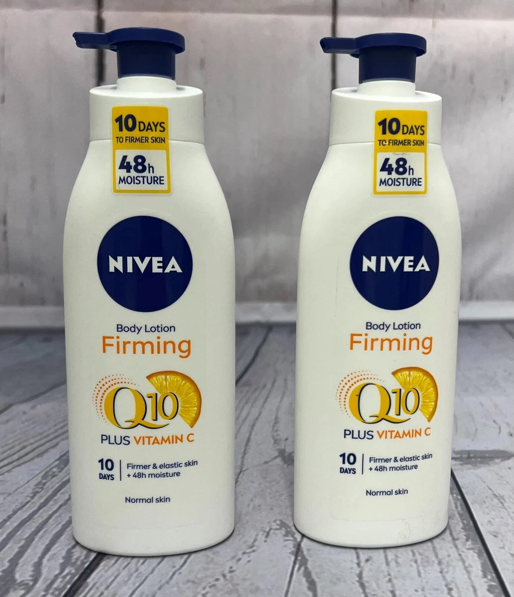 2x 400ml Nivea Q10 Pump Body Firming Lotion Plus Vitamin C 48HR
