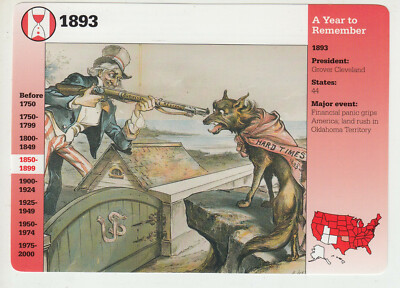 1893 Year to Remember Uncle Sam Cartoon 1995 GROLIER STORY OF AMERICA CARD