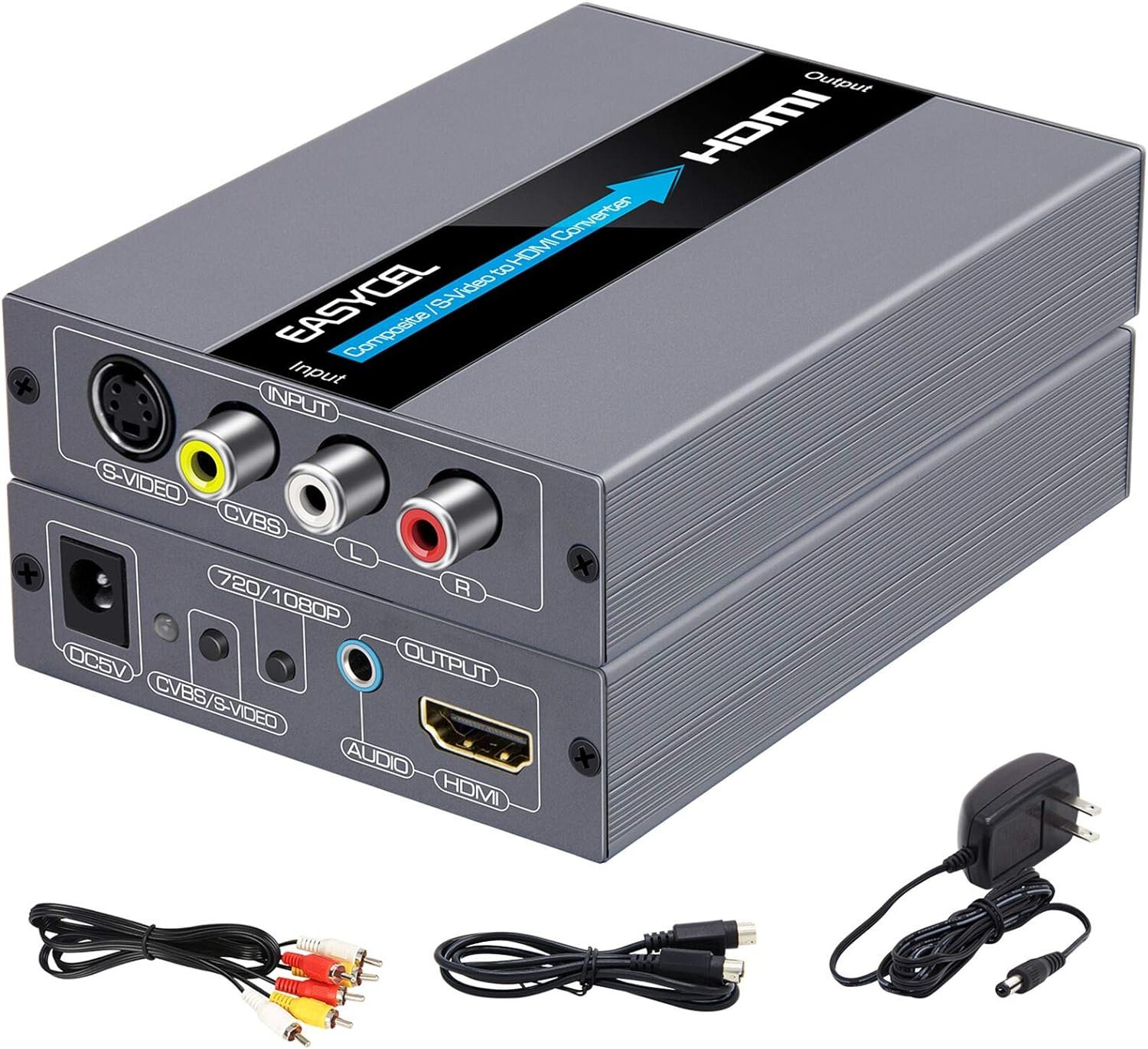 Image of Convertitore RCA S-Video a HDMI  RCA Composite CVBS AV O S-Video + R/L Audio Ing