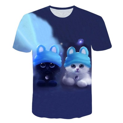 Cute Pet Cat 3D Digital Printing Casual Comfortable Breathable Men's And