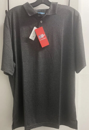 PGA TOUR Men's Stretch Plaid Interlock Performance Golf Polo Shirt Grey - Picture 3 of 3