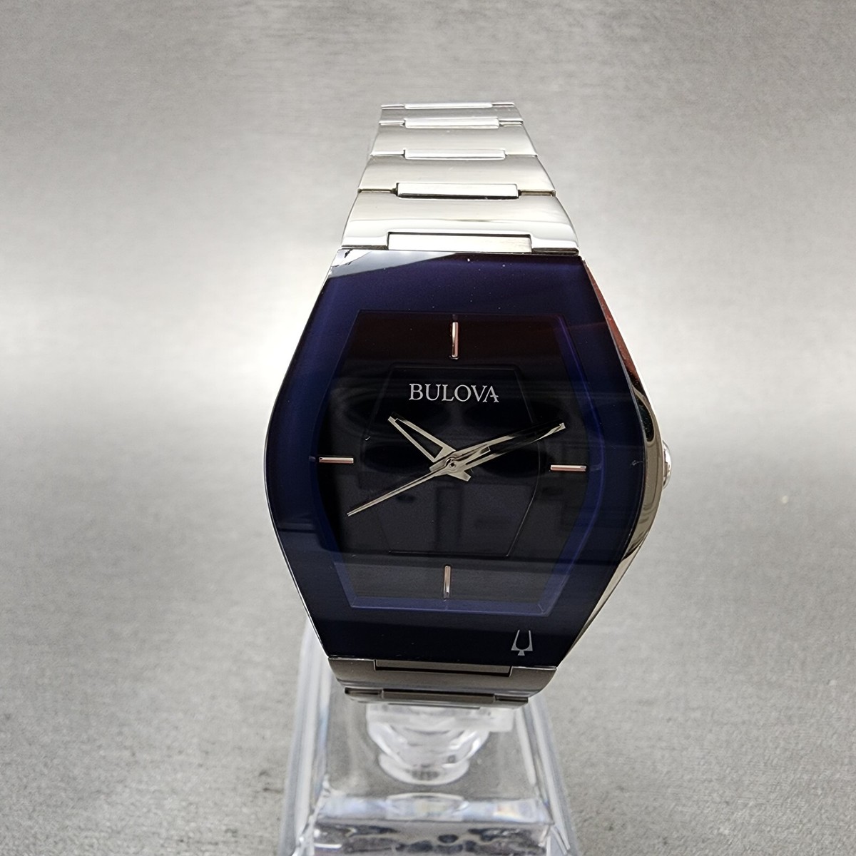 Bulova Futuro Watch Women 30mm Blue Dial Stainless Steel Tonneau