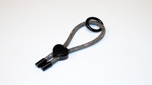 SCHLÜSSELBAND BLACK DIAMOND/Grau, Smoke mit HERZ Schwarz/Rhinestone Rope Glitzer - Picture 3 of 3