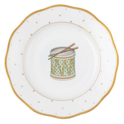 HEREND, CHRISTMAS DESERT PLATE,  DRUM,  #PN-32-20520.   NEW, MINT & BOX!