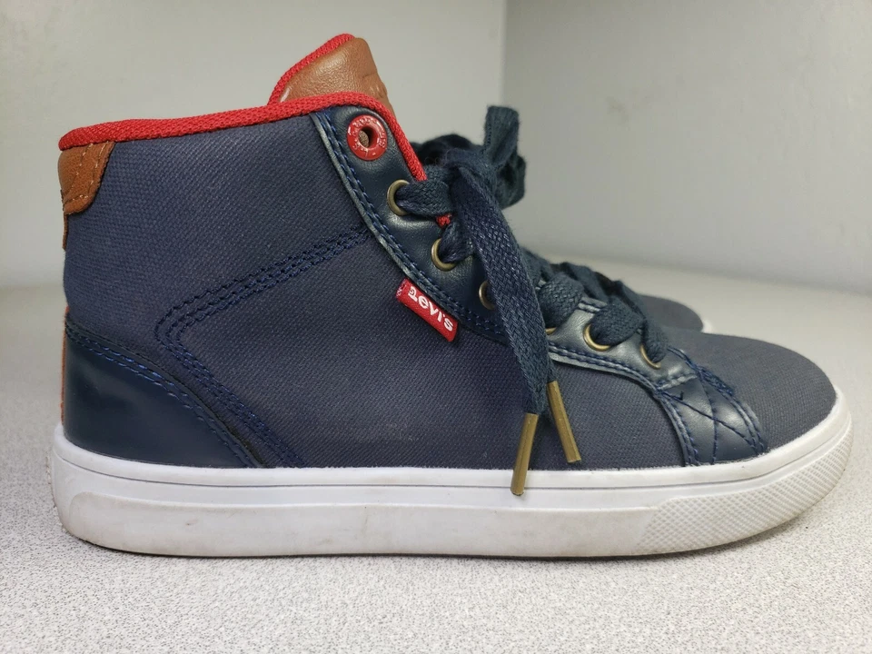 LEVI'S Juvenil Talla 2.5 Azul Marino Rojo Marrón Zapatos con Cordones Hasta el Tobillo Tenis Foto 3 de 4