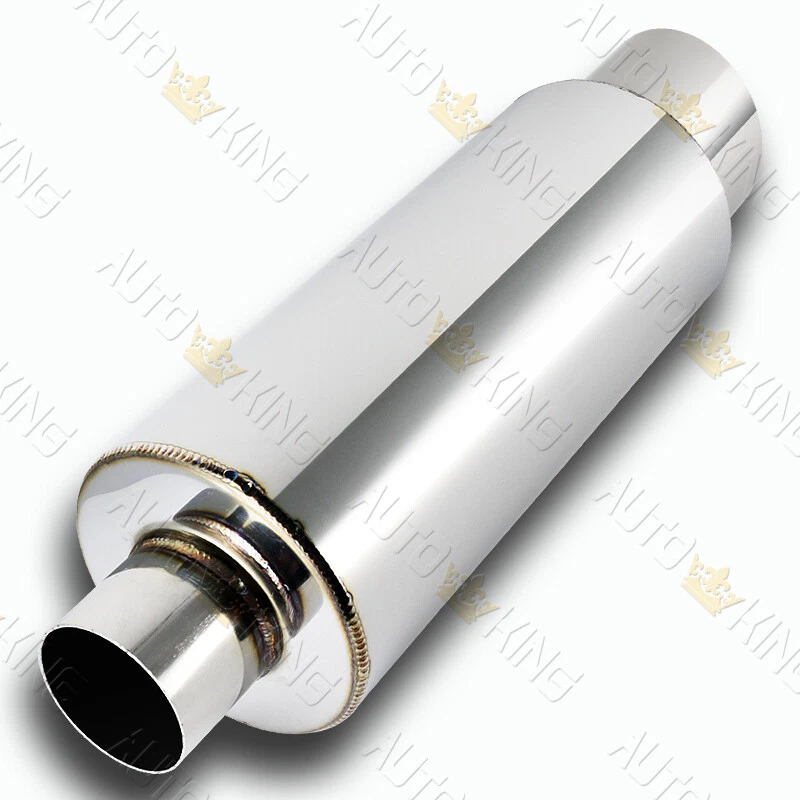 4" Slant Tip 2.5" Inlet T-304 Stainless Exhaust Resonator Muffler Universal 1 - Image 3 of 4